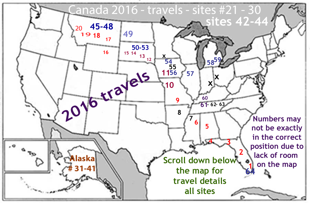 USA map 2016 - travels of the two RV Gypsies